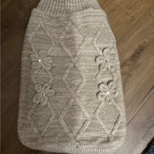 taupe doggie  Sweater with Floral Design